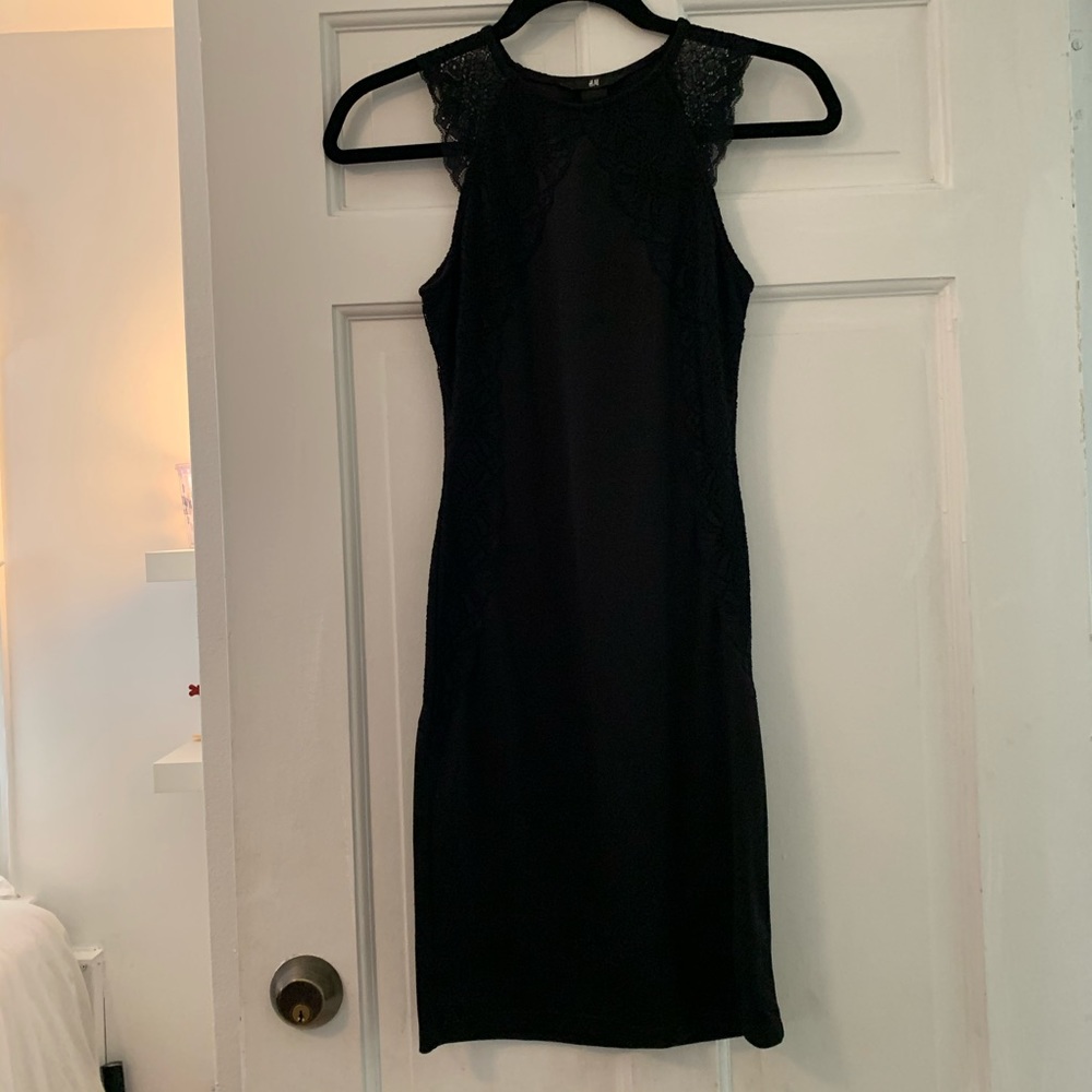 H&M Lace Trimmed Little Black Dress